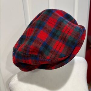 Pendleton vintage newsboy red tartan plaid wool cap hat sz M men women unisex
